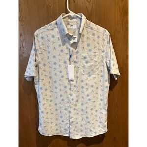 Southern Tide Button Down "Guy With Allure" Print‎ Short Sleeve Shirt Size S NWT